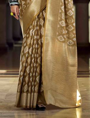 chiku tissue silk blend saree with unstitched blouse piece 3
