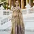 khaki tissue silk blend saree with unstitched blouse piece