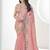 peach linen silk blend saree with unstitched blouse piece