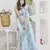 sky blue linen silk blend saree with unstitched blouse piece