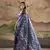 navy blue dola silk blend saree with unstitched blouse piece