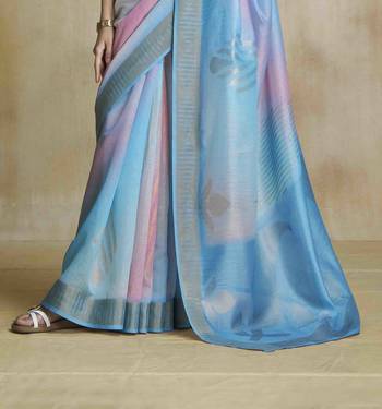 multi color silk blend blend saree with unstitched blouse piece 3