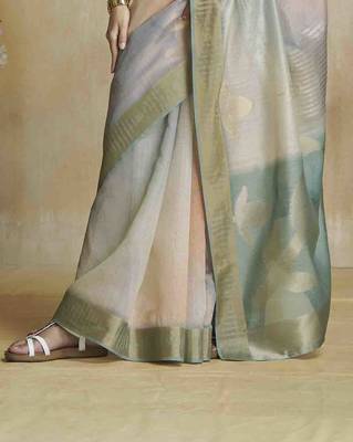 multi color silk blend blend saree with unstitched blouse piece 3