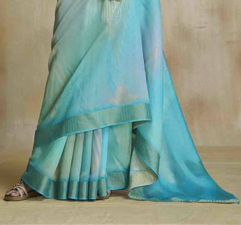 multi color silk blend blend saree with unstitched blouse piece 3