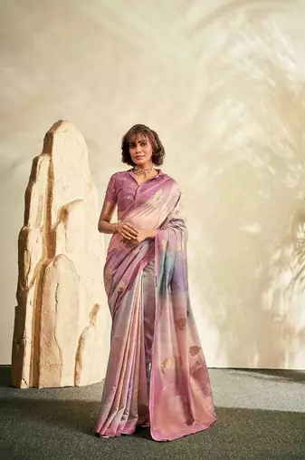 onion cotton silk blend saree with unstitched blouse piece