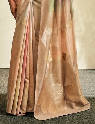 beige cotton silk blend saree with unstitched blouse piece 4