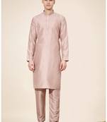 Pink Plain Kurta pajama for men