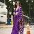 purple japan satin saree with unstitched blouse piece