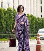 lavender japan satin saree with unstitched blouse piece