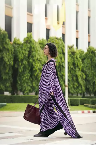lavender japan satin saree with unstitched blouse piece