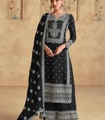 Black georgette embroidered Palazzo suit