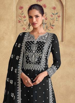 Black georgette embroidered Palazzo suit 2
