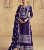 Violet georgette embroidered Palazzo suit
