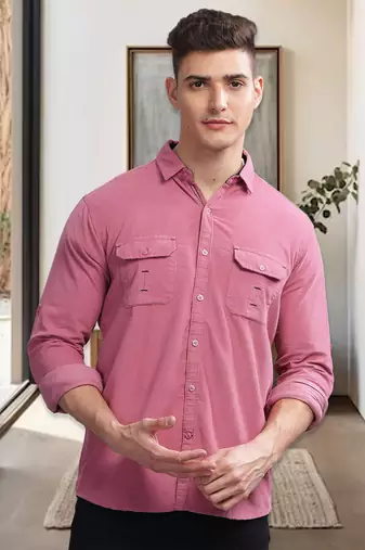 Men's corduroy casual shirt | double pocket shirt