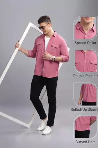 Men's corduroy casual shirt | double pocket shirt