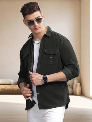 Men's corduroy casual shirt | double pocket shirt 1