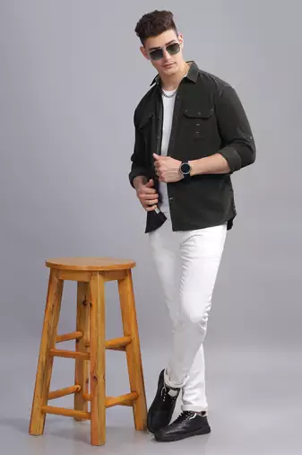 Men's corduroy casual shirt | double pocket shirt