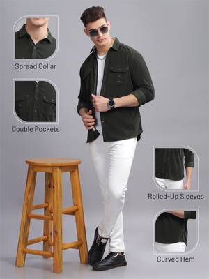 Men's corduroy casual shirt | double pocket shirt 4