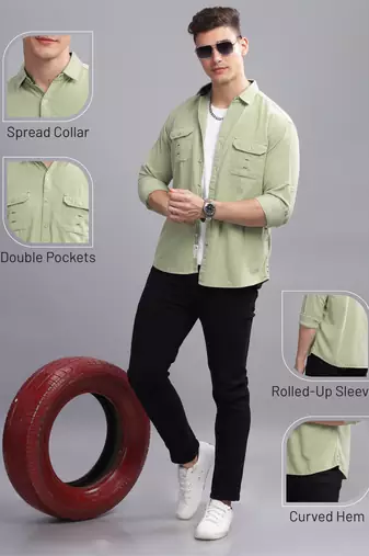 Men's corduroy casual shirt | double pocket shirt