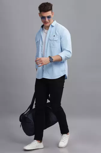 Men's corduroy casual shirt | double pocket shirt