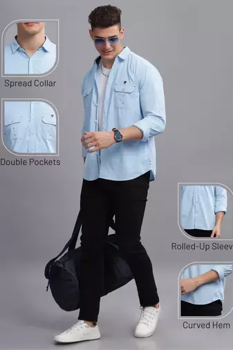 Men's corduroy casual shirt | double pocket shirt