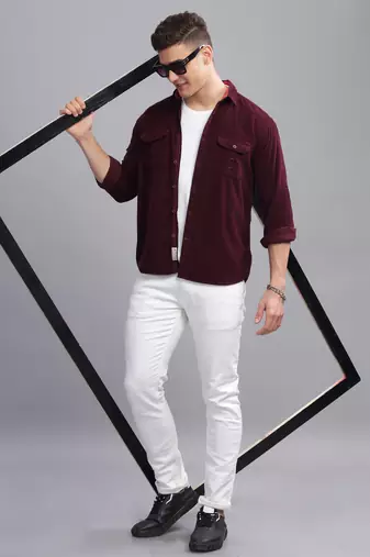 Men's corduroy casual shirt | double pocket shirt