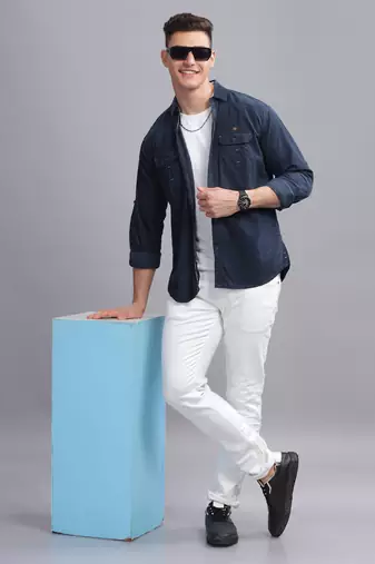 Men's corduroy casual shirt | double pocket shirt