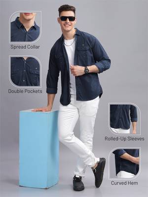 Men's corduroy casual shirt | double pocket shirt 4