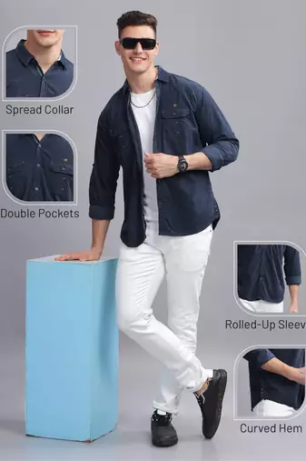 Men's corduroy casual shirt | double pocket shirt