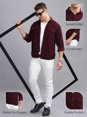 Men's corduroy casual shirt | double pocket shirt 5
