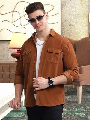 Men's corduroy casual shirt | double pocket shirt 1