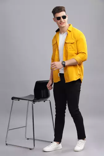 Men's corduroy casual shirt | double pocket shirt