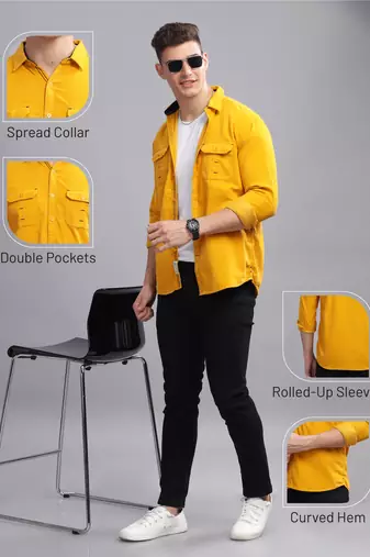 Men's corduroy casual shirt | double pocket shirt