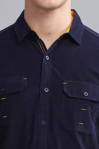 Men's corduroy casual shirt | double pocket shirt