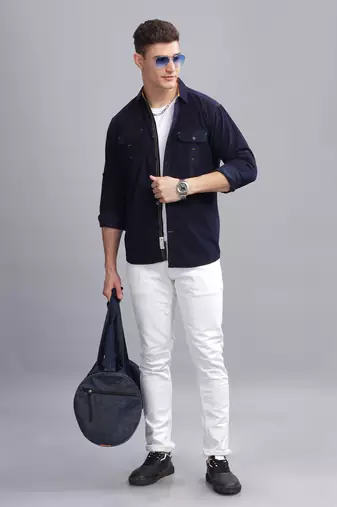 Men's corduroy casual shirt | double pocket shirt