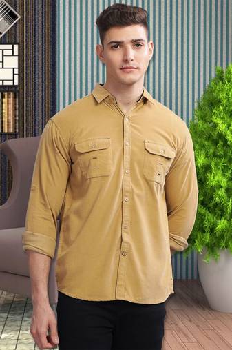 Men's corduroy casual shirt | double pocket shirt