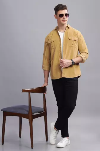 Men's corduroy casual shirt | double pocket shirt