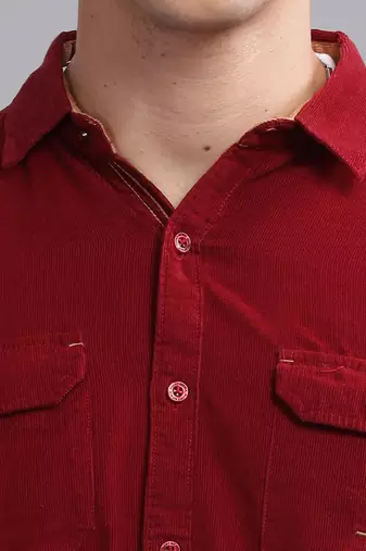 Men's corduroy casual shirt | double pocket shirt