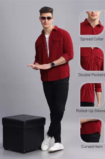 Men's corduroy casual shirt | double pocket shirt