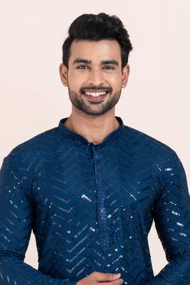 Woven Kurta Pyjama Set For Mens 5