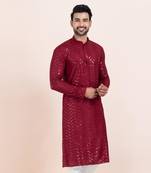 Woven Kurta Pyjama Set For Mens