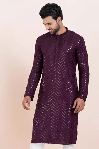 Woven Kurta Pyjama Set For Mens