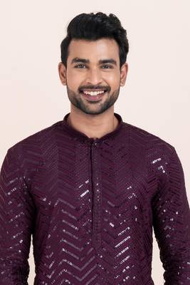 Woven Kurta Pyjama Set For Mens 5