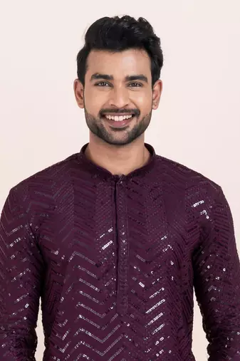 Woven Kurta Pyjama Set For Mens
