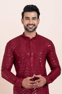 Woven Kurta Pyjama Set For Mens 5