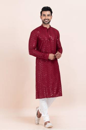 Woven Kurta Pyjama Set For Mens