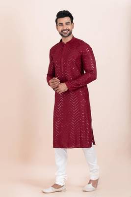Woven Kurta Pyjama Set For Mens 2