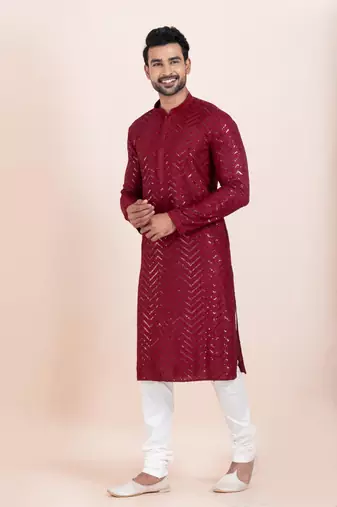 Woven Kurta Pyjama Set For Mens