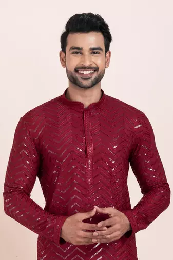 Woven Kurta Pyjama Set For Mens