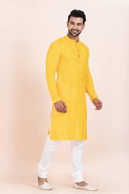 Woven Kurta Pyjama Set For Mens 1